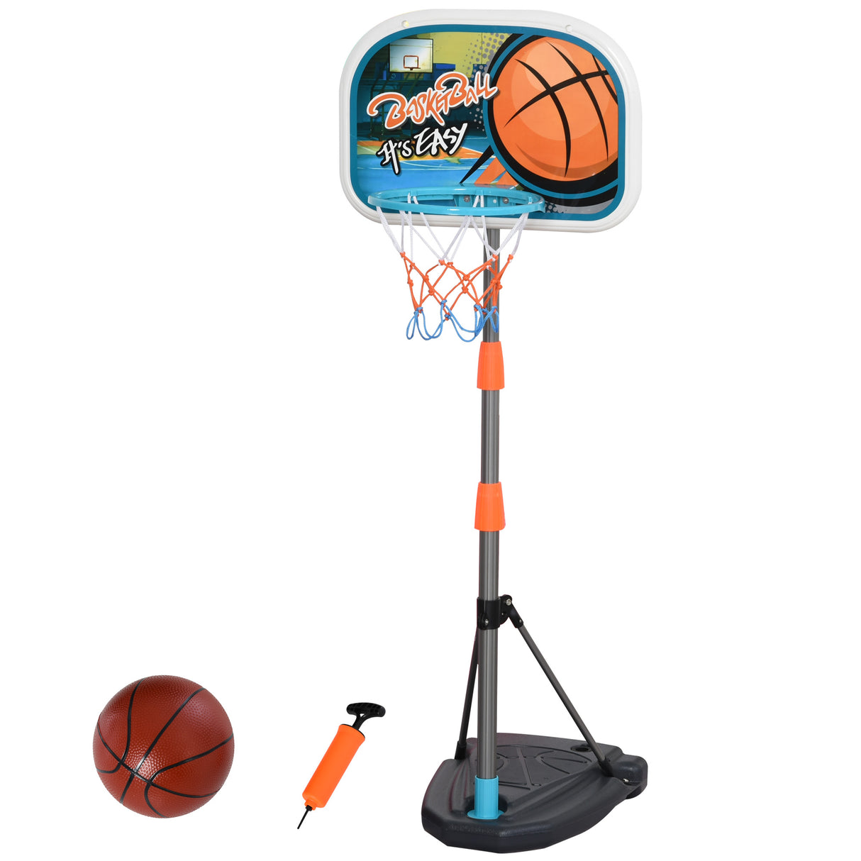 easycomfort easycomfort set canestro per bambini regolabile in altezza con palla da basket base e pompa gonfiaggio inclusi