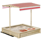 easycomfort easycomfort sabbiera da cortile con tettuccio regolabile per bambini 3 8 anni 118x118x118cm legno