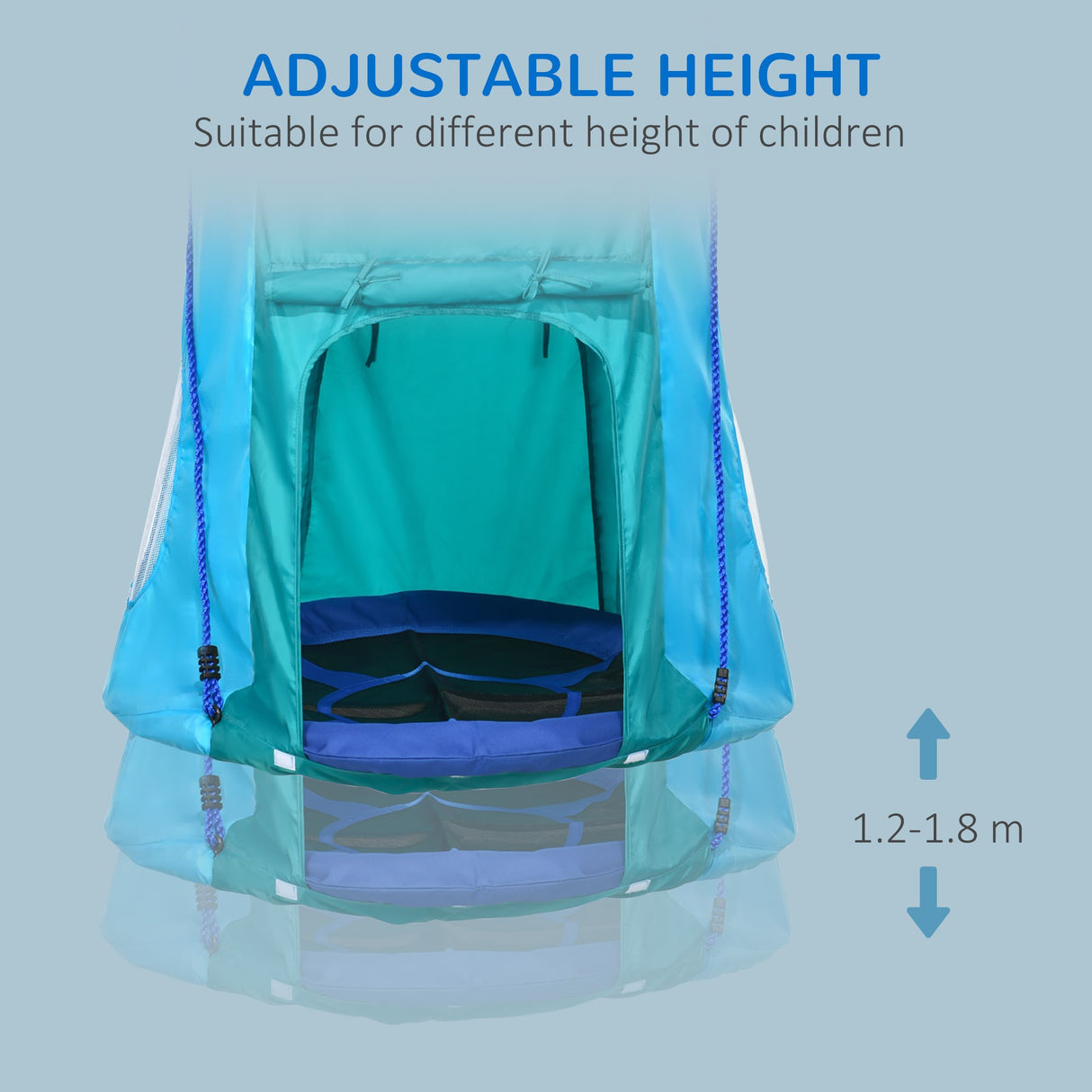 easycomfort easycomfort altalena da giardino con tenda per bambini da 3 8 anni 100cm e corde regolabili blu