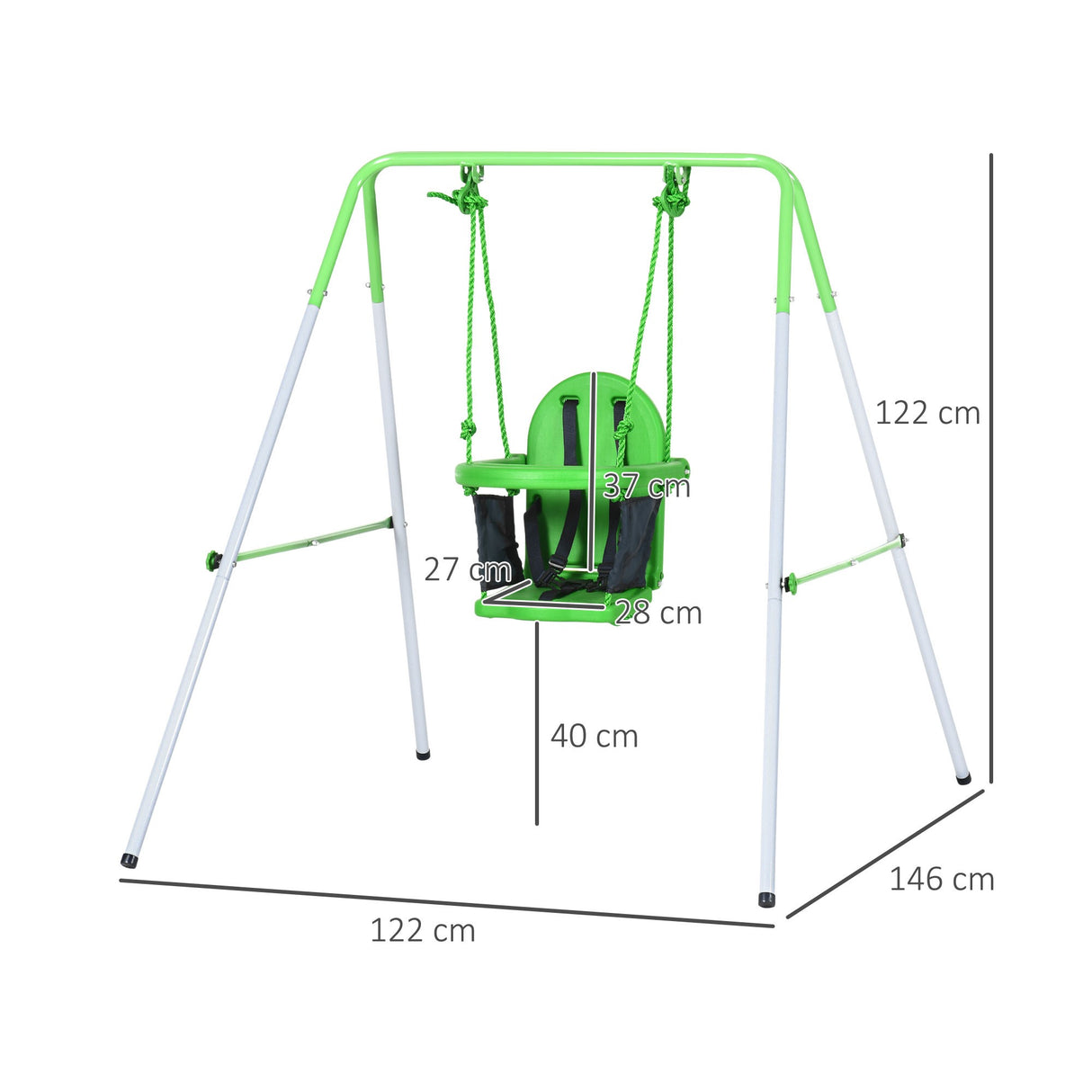 easycomfort easycomfort altalena per bambini 6 36 mesi da giardino e salotto in acciaio e pe 122x146x122 cm verde
