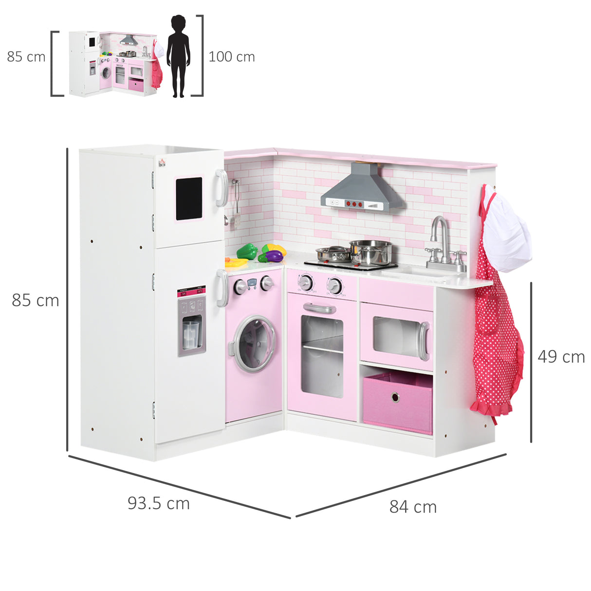 easycomfort easycomfort cucina giocattolo per bambini 3 6 anni con luci e utensili da cucina realistici in mdf e pp 84x93 5x85 cm