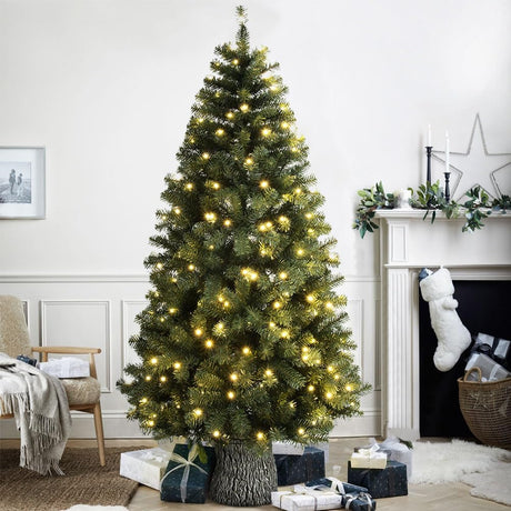 le stelle albero di natale artificiale verde h 240cm x l 117cm pino super folto con 350 luci led incorporate e base effetto legno