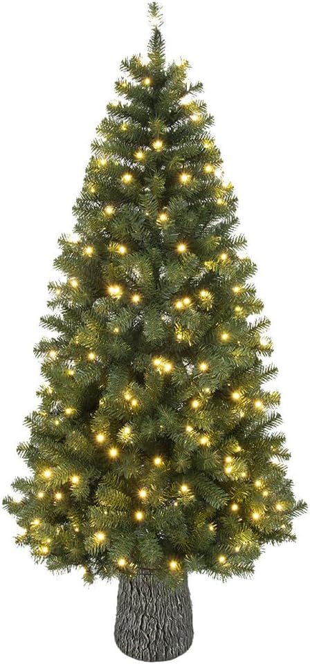 le stelle albero di natale artificiale verde h 240cm x l 117cm pino super folto con 350 luci led incorporate e base effetto legno