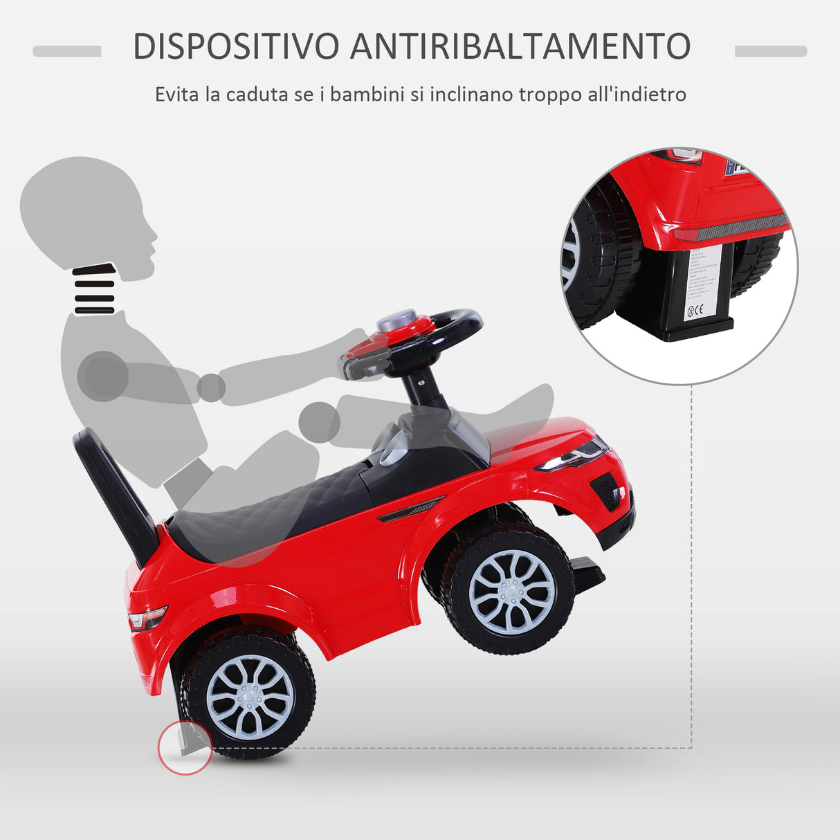 easycomfort easycomfort macchina cavalcabile giocattolo per bambini 12 36 mesi macchina a spinta con vano contenitore e schienale rossa