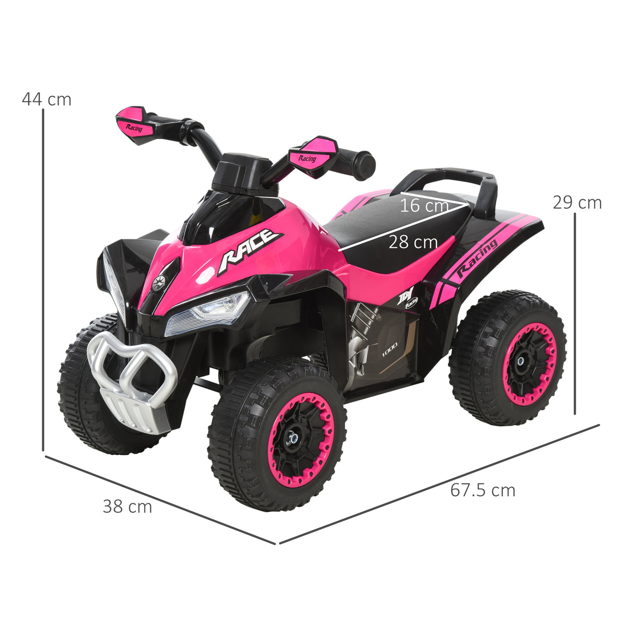 easycomfort easycomfort quad giocattolo per bambini cavalcabile con luci e suoni movimento a spinta eta consigliata 18 36 mesi rosa 67 5x38x 44cm