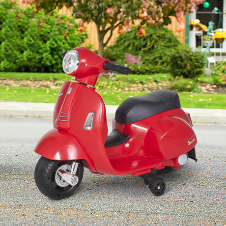 easycomfort easycomfort moto elettrica per bambini con licenza ufficiale vespa batteria 6v fari e clacson per bimbi da 18 36 mesi rosso 66 5x38x52cm