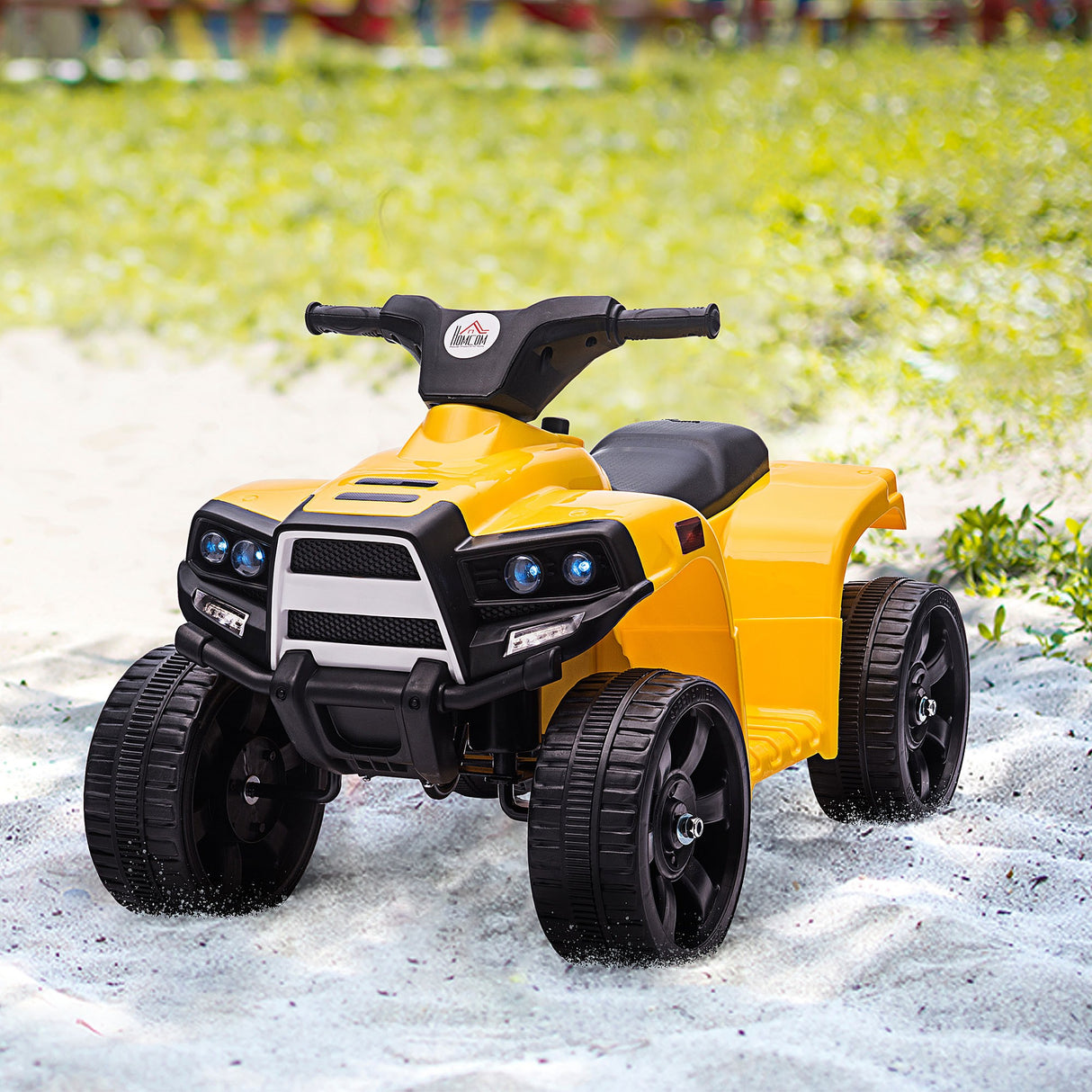 easycomfort easycomfort quad elettrico per bambini atv 6v con fari e clacson velocita 3kmh eta 18 36 mesi 65x40x43cm nero giallo