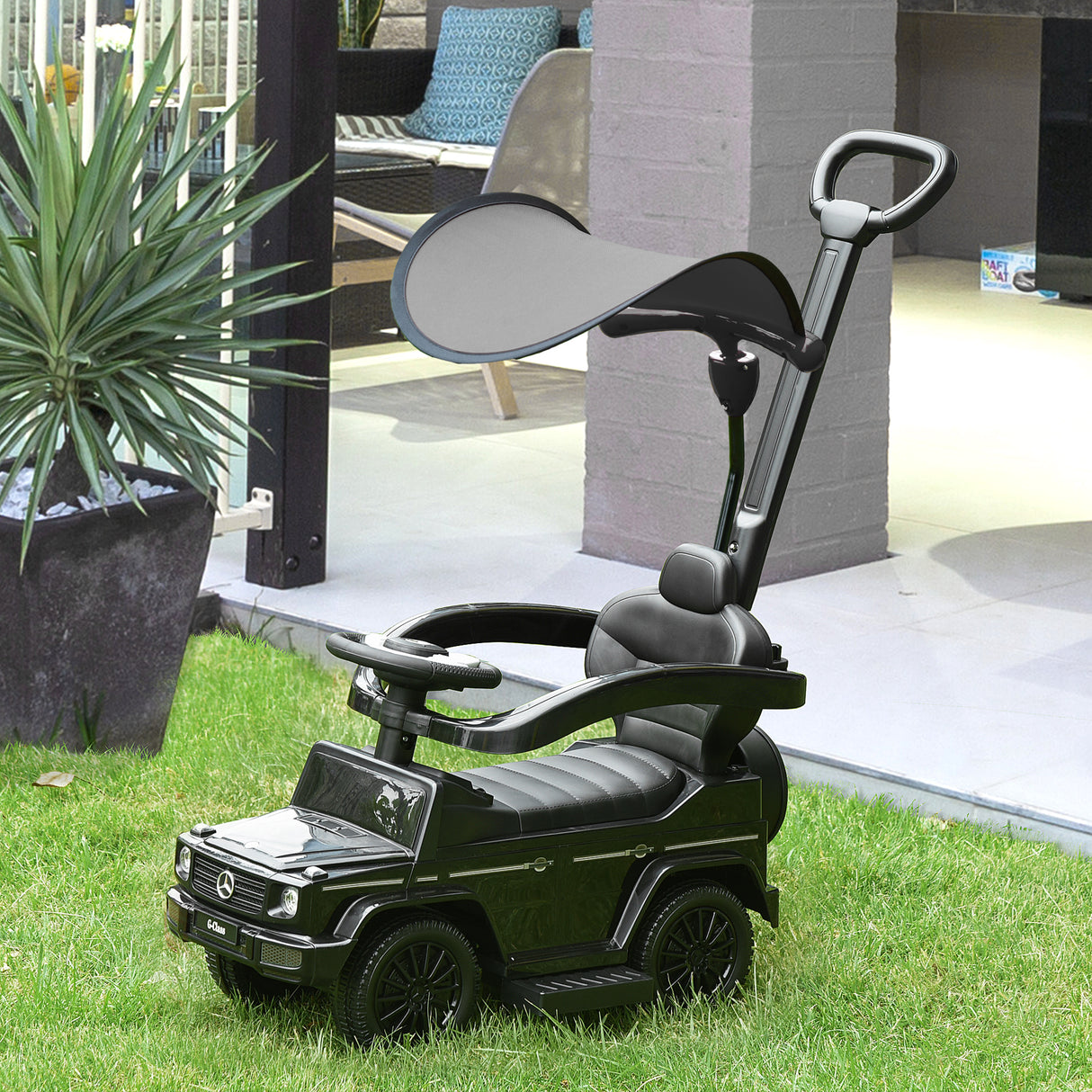 easycomfort easycomfort macchina a spinta per bambini 12 36 mesi con licenza mercedes tettuccio e maniglia di spinta 85 5x40 5x95 cm nero
