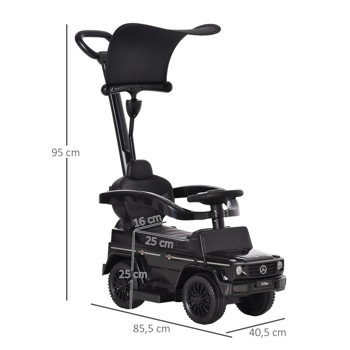 easycomfort easycomfort macchina a spinta per bambini 12 36 mesi con licenza mercedes tettuccio e maniglia di spinta 85 5x40 5x95 cm nero