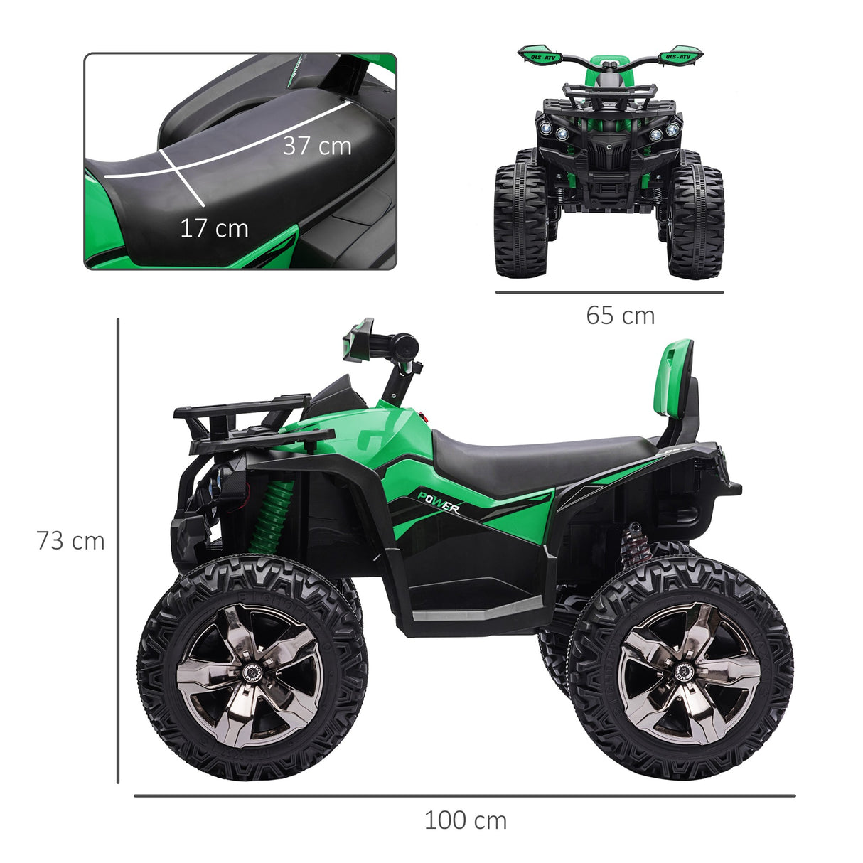 easycomfort easycomfort quad per bambini elettrico 12v con fari e batteria ricaricabile eta 3 5 anni 100x65x73cm verde