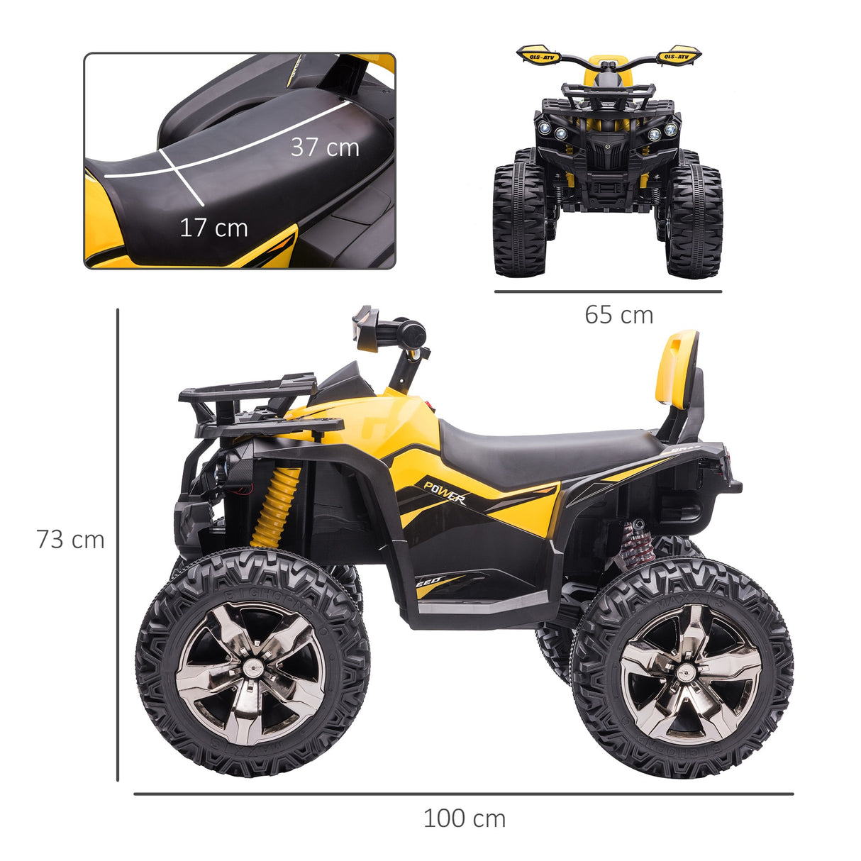 easycomfort easycomfort quad per bambini elettrico 12v con fari e batteria ricaricabile eta 3 5 anni 100x65x73cm giallo