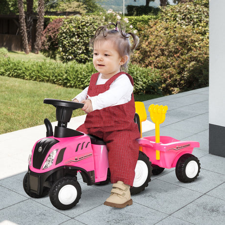 easycomfort easycomfort trattore per bambini cavalcabile con rimorchio rastrello e pala gioco educativo per bimbi 12 36 mesi 91x29x44cm rosa
