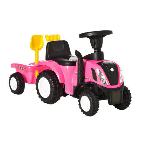 easycomfort easycomfort trattore per bambini cavalcabile con rimorchio rastrello e pala gioco educativo per bimbi 12 36 mesi 91x29x44cm rosa