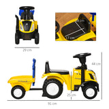 easycomfort easycomfort trattore giocattolo per bambini cavalcabile con rimorchio rastrello e pala gioco educativo per bimbi 12 36 mesi 91x29x44cm giallo