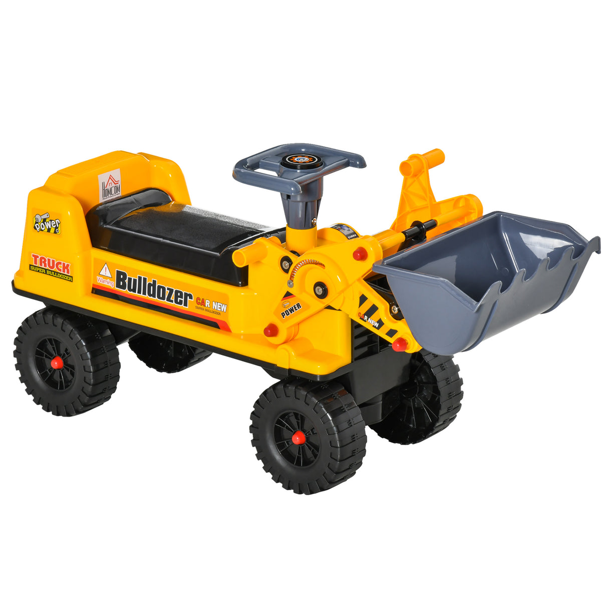 easycomfort easycomfort ruspa giocattolo con volante escavatore manuale e vano nascosto gioco cavalcabile bambini 2 3 anni 70x26x37cm giallo