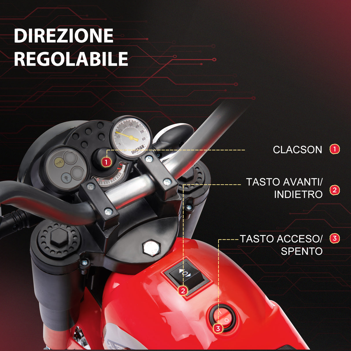 easycomfort easycomfort moto elettrica per bambini a 3 ruote con luci e suoni batteria ricaricabile 6v velocita 2 kmh per bimbi da 18 36 mesi 72x57x56cm rossa