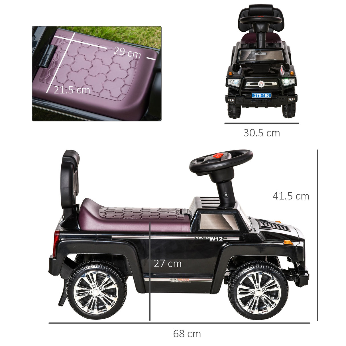easycomfort easycomfort macchina giocattolo fuoristrada per bambini cavalcabile con volante fari e musiche eta 18 36 mesi 68x30 5x41 5cm nero