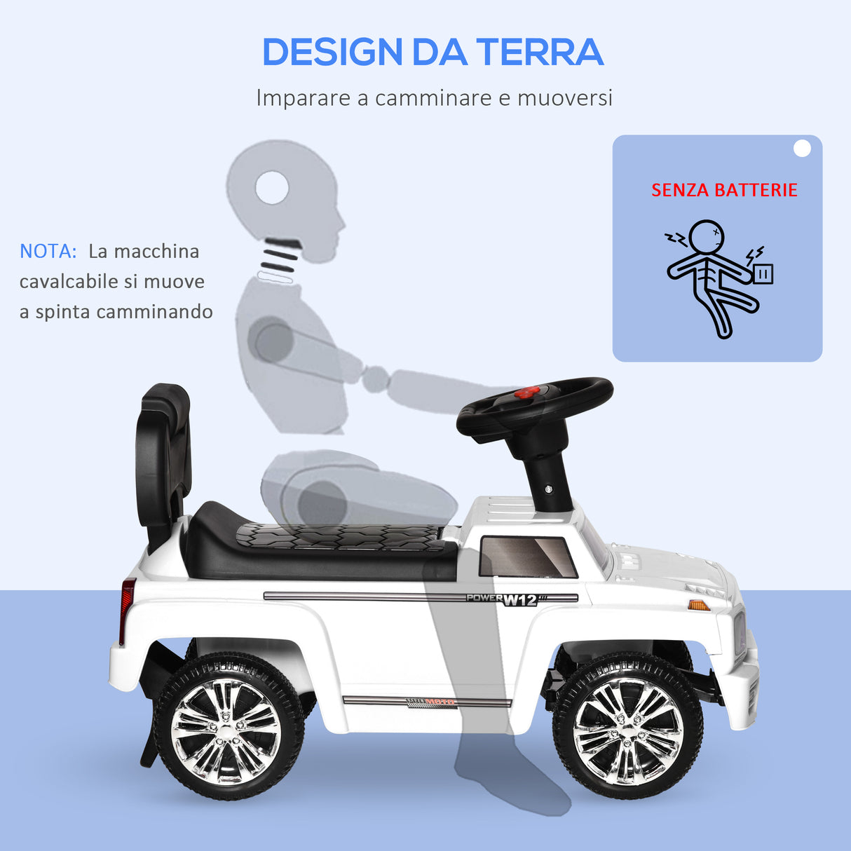 easycomfort easycomfort macchina giocattolo cavalcabile fuoristrada per bambini con fari e musiche integrate eta 18 36 mesi 68x30 5x41 5cm bianco