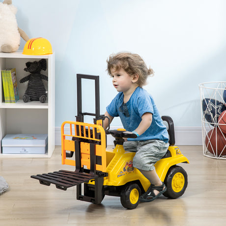 easycomfort easycomfort trattore a pedali per bambini 3 4 anni con muletto e spazio portaoggetti 86x27 5x47 5 cm giallo e nero