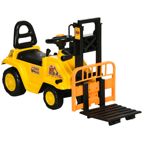 easycomfort easycomfort trattore a pedali per bambini 3 4 anni con muletto e spazio portaoggetti 86x27 5x47 5 cm giallo e nero