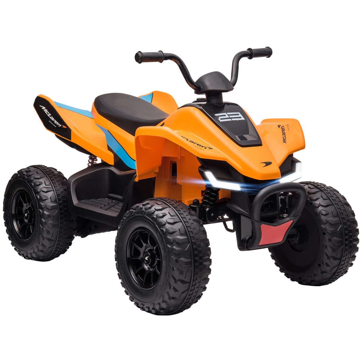 easycomfort easycomfort quad per bambini 3 8 anni con licenza mclaren e fari led 107x71x73 5 cm nero e arancione