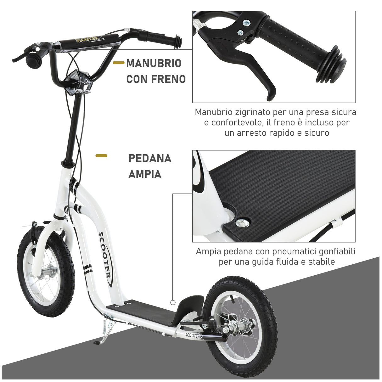 easycomfort easycomfort monopattino per bambini 5 regolabile doppi freni pneumatico gonfiabile