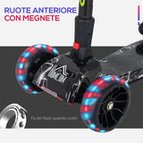 easycomfort easycomfort monopattino a 3 ruote per bambini piccoli 3 6 anni pieghevole regolabile con musica ruote luminose e razzi nero