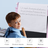 easycomfort easycomfort lavagnetta con cavalletto per bambini 3 in 1 e con rullo fogli di carta in legno rosa