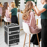 easycomfort easycomfort trolley valigetta porta trucchi professionale blocco con 2 chiavi e ruote nero 36x23x52cm