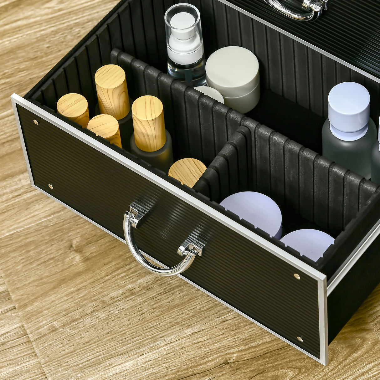 easycomfort easycomfort trolley valigetta porta trucchi professionale blocco con 2 chiavi e ruote nero 36x23x52cm