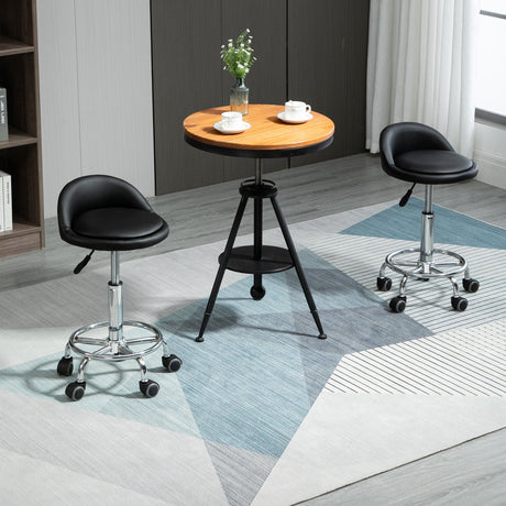 easycomfort easycomfort set 2 sgabelli girevoli con ruote altezza regolabile e rivestimento similpelle pu 38x38x57 72cm