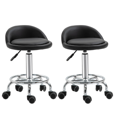 easycomfort easycomfort set 2 sgabelli girevoli con ruote altezza regolabile e rivestimento similpelle pu 38x38x57 72cm
