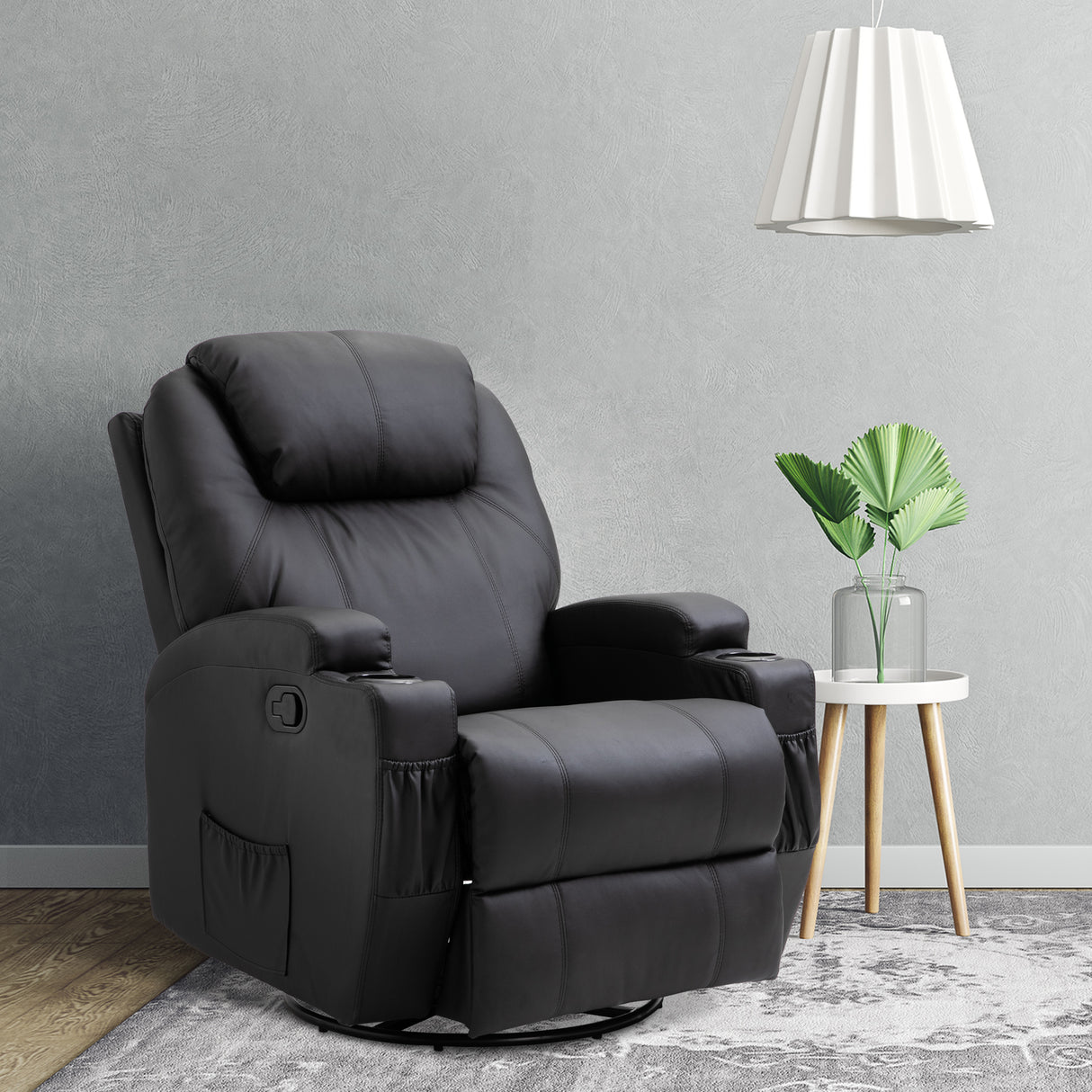 easycomfort easycomfort poltrona relax massaggiante con 8 punti 5 modalita e 2 intensita reclinabile con poggiapiedi e girevole 84x92x109cm nero