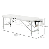easycomfort lettino massaggi portatile pieghevole e professionale in alluminio bianco 215x60x61 84cm