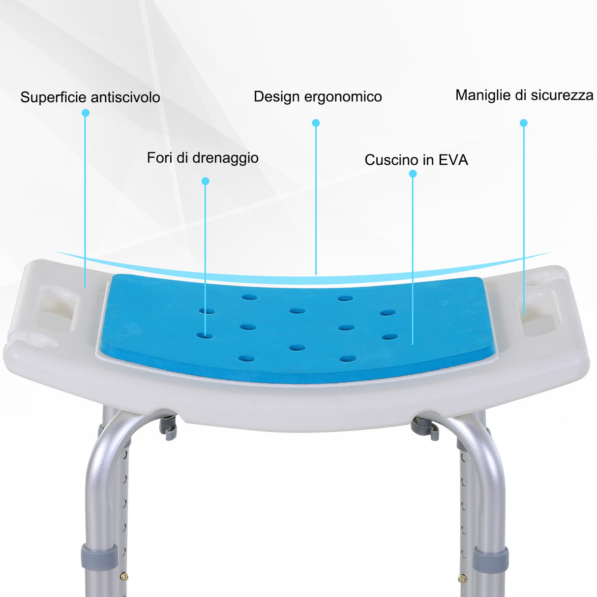 easycomfort easycomfort sgabello per doccia da bagno in lega di alluminio e plastica antiscivolo altezza regolabile 6 livelli 39 52cm ean 8054111840545