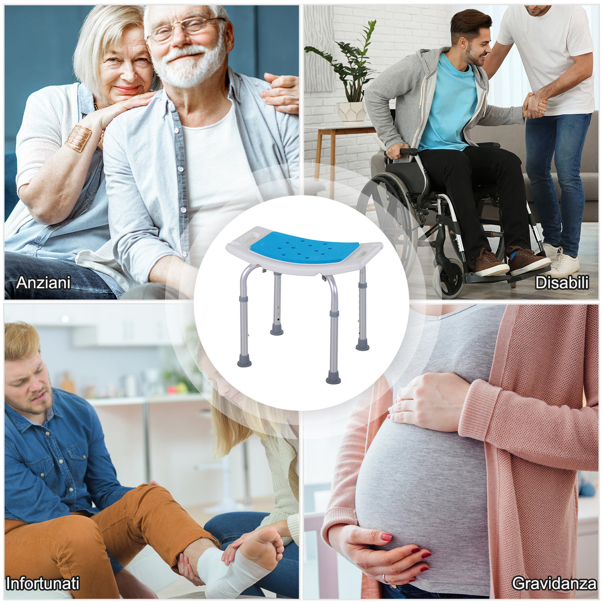 easycomfort easycomfort sgabello per doccia da bagno in lega di alluminio e plastica antiscivolo altezza regolabile 6 livelli 39 52cm ean 8054111840545