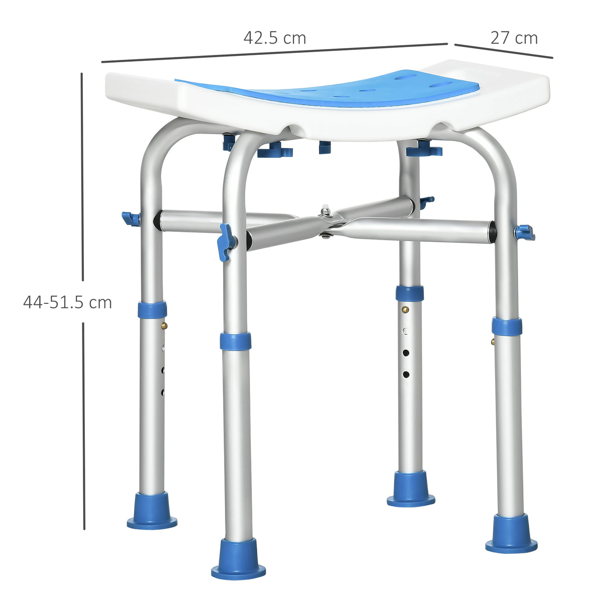 easycomfort easycomfort sgabello per doccia in alluminio con altezza regolabile e piedini antiscivolo a ventosa blu