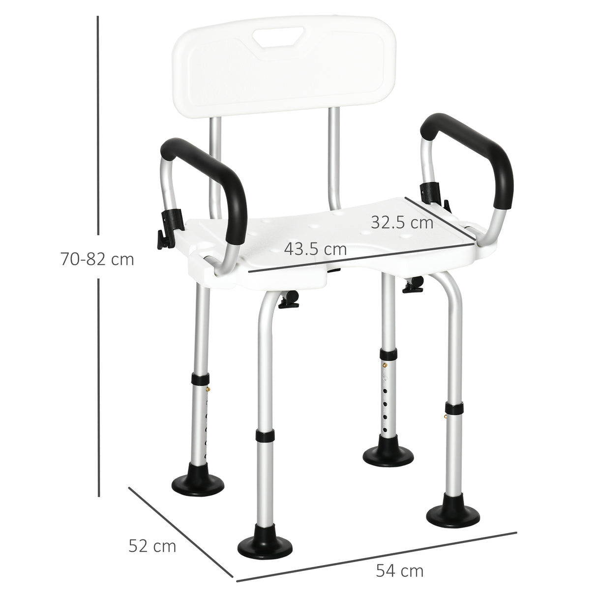 easycomfort easycomfort sedia per doccia per anziani disabili e donne incinte imbottita con forma a u 54x52x70 82cm bianco