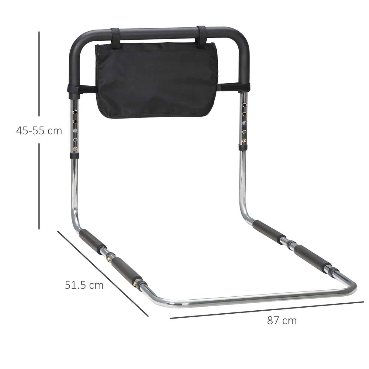 easycomfort easycomfort maniglia per letto con altezza regolabile in acciaio con impugnatura morbida argento