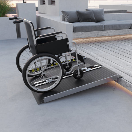 easycomfort easycomfort rampa per sedia a rotelle pieghevole in alluminio con deflettori e adesivi 91x73 6x5 1 cm nero