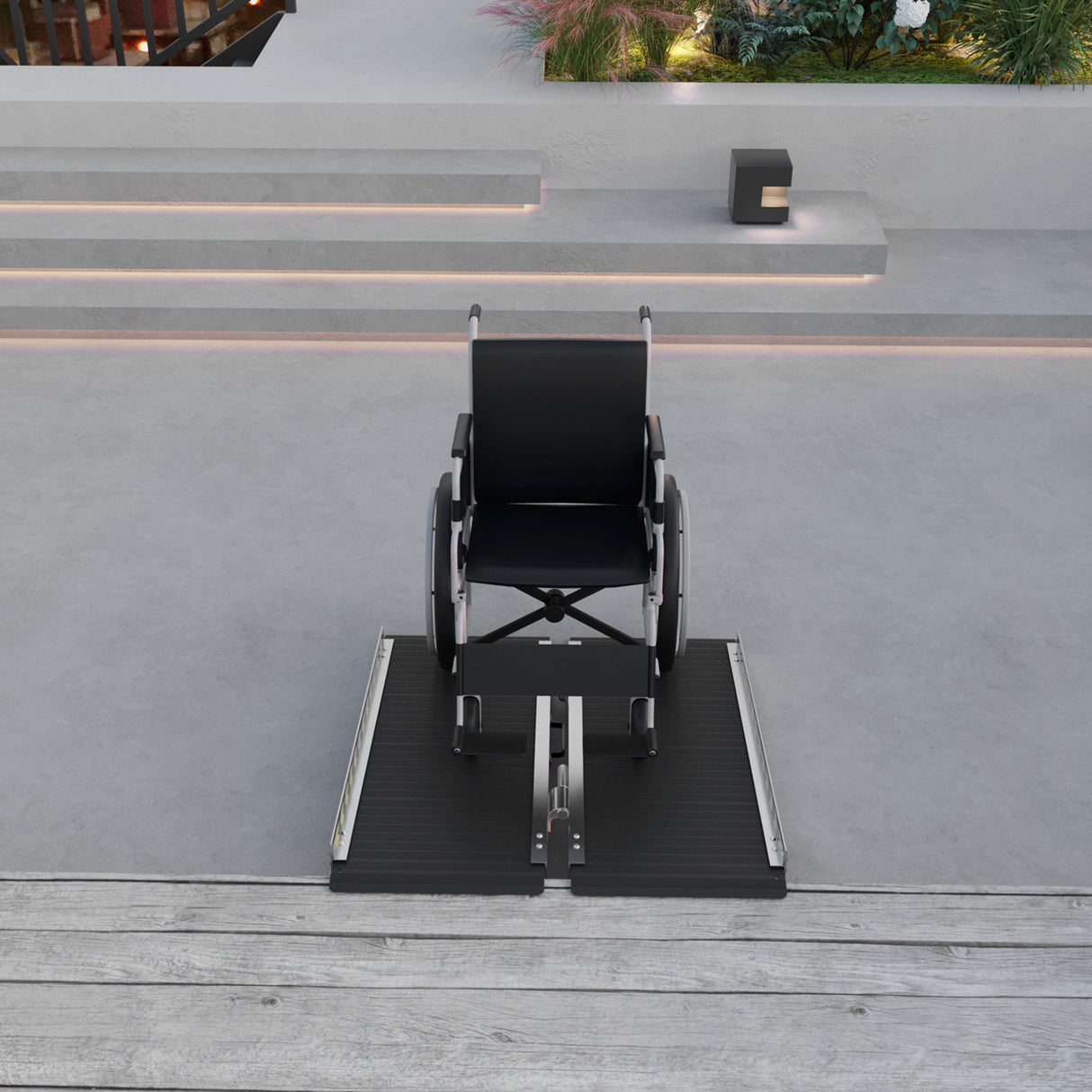 easycomfort easycomfort rampa per sedia a rotelle pieghevole in alluminio con deflettori e adesivi 91x73 6x5 1 cm nero