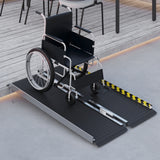 easycomfort easycomfort rampa per sedia a rotelle pieghevole in alluminio con deflettori e adesivi 122x73 6x5 1 cm nero