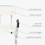 easycomfort easycomfort sedile da doccia con schienale e braccioli sedile da vasca sedia regolabile in altezza ean 8054111847520