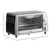 easycomfort easycomfort fornetto elettrico 10l temperatura regolabile e timer griglia e teglia incluse 750w 36 5x26x22cm argento nero