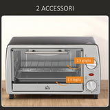 easycomfort easycomfort fornetto elettrico 10l temperatura regolabile e timer griglia e teglia incluse 750w 36 5x26x22cm argento nero