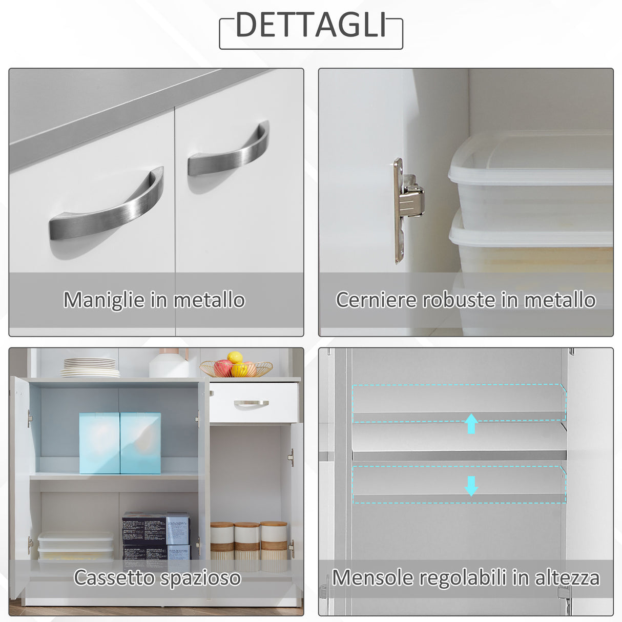 easycomfort easycomfort armadio con pensili da cucina in legno 101 x 39 x 180cm bianco
