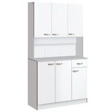 easycomfort easycomfort armadio con pensili da cucina in legno 101 x 39 x 180cm bianco