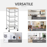 easycomfort easycomfort carrello cucina salvaspazio ruote 4 cesti acciaio legno 36 5 36 5 89cm ean 8054111841207
