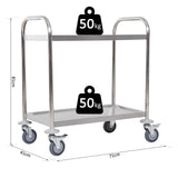easycomfort easycomfort carrello da cucina 2 ripiani con ruote in acciaio inox 71x41x81cm argento ean 8054144139425