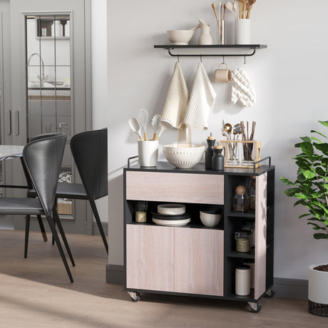 easycomfort easycomfort carrello da cucina multiuso moderno con ruote cassetto anta in legno rovere 765x40x82cm ean 8054144132174